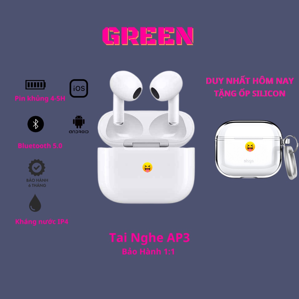 Tai Nghe Bluetooth P3 Không Dây Bản Cao Cấp Thế Hệ Mới Sạc Không Dây Định Vị Đổi Tên Có Mic Pin Trâu 4-5H
