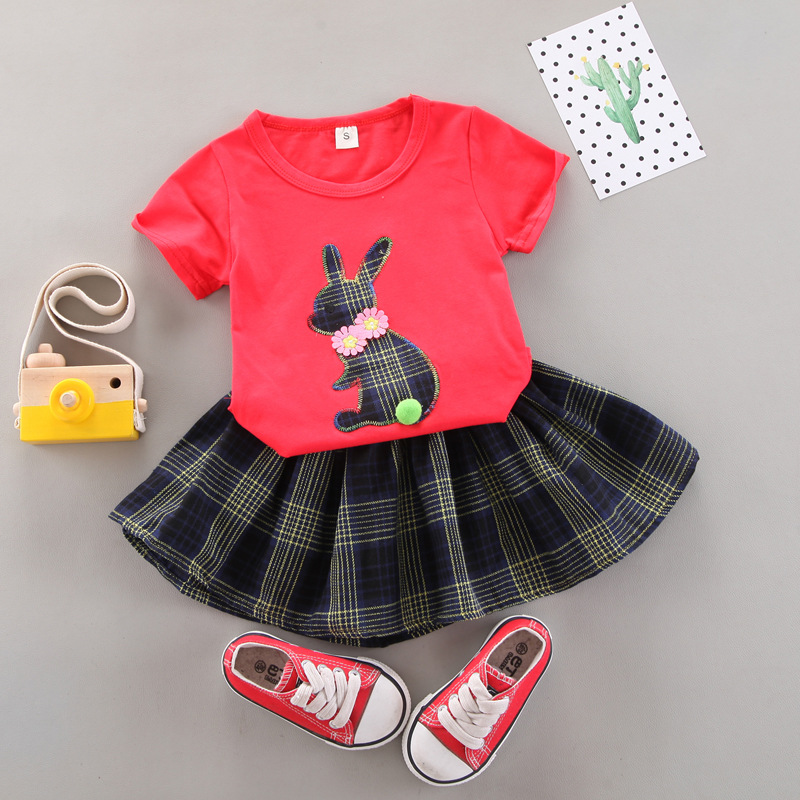 2021 New Baby & Girl Cute Rabbit T-shirt with Dress Set, 1-5 Years Old Baby Clothing, Baby Girls Fashion, Girls Fashion,  Baby Fashion, Kids Fashion, Girls T-shirt and Dress Set - BabyBee's Store - BB00060