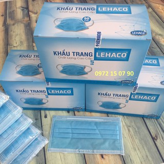 3 hộp Khẩu trang Y tế kháng khuẩn xanh Lehco 5 lớp (150 cái )