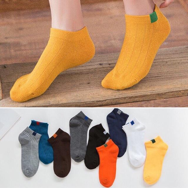 Set 10 Đôi Tất Gân Vintage Cổ Ngắn Kháng Khuẩn (Nhiều Màu)-