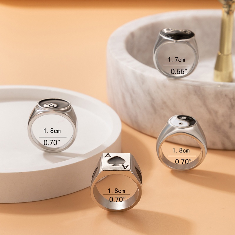 Bộ 4 Nhẫn Kim Loại Cân Bằng Âm Dương Độc Đáo Cho Nam