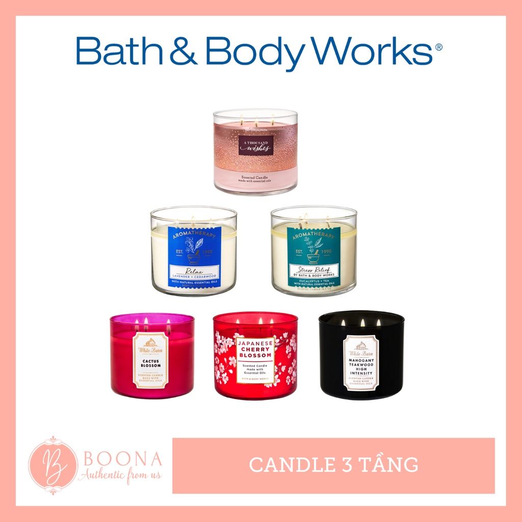 [ Bath and Body Works ] Nến thơm 3 bấc Candle BBW-Bathandbodyworks