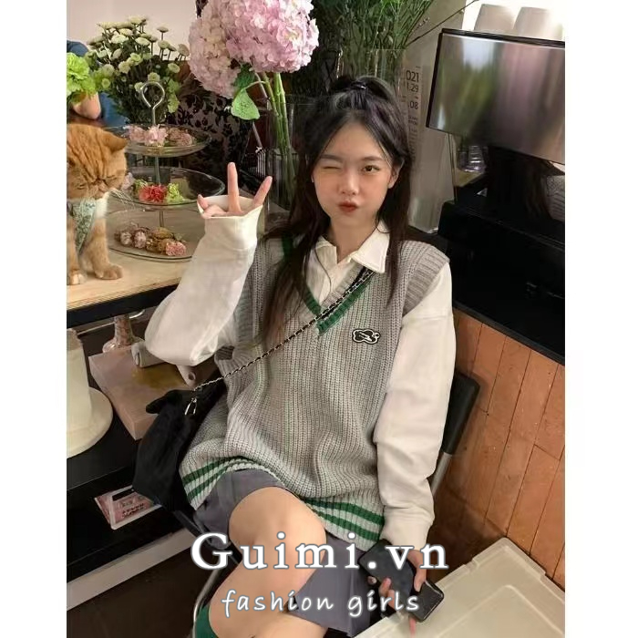 Áo tank top Dệt Kim Phong Cách Nhật Bản Thời Trang Xuân Thu Cho Nữ