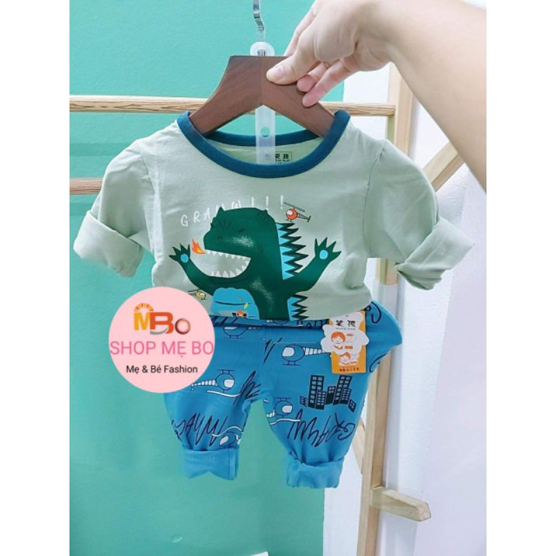 Bộ xuất hàn dài tay cho bé trai thun cotton quảng châu size đại từ 25 đến 33kg siêu nhân khủng long