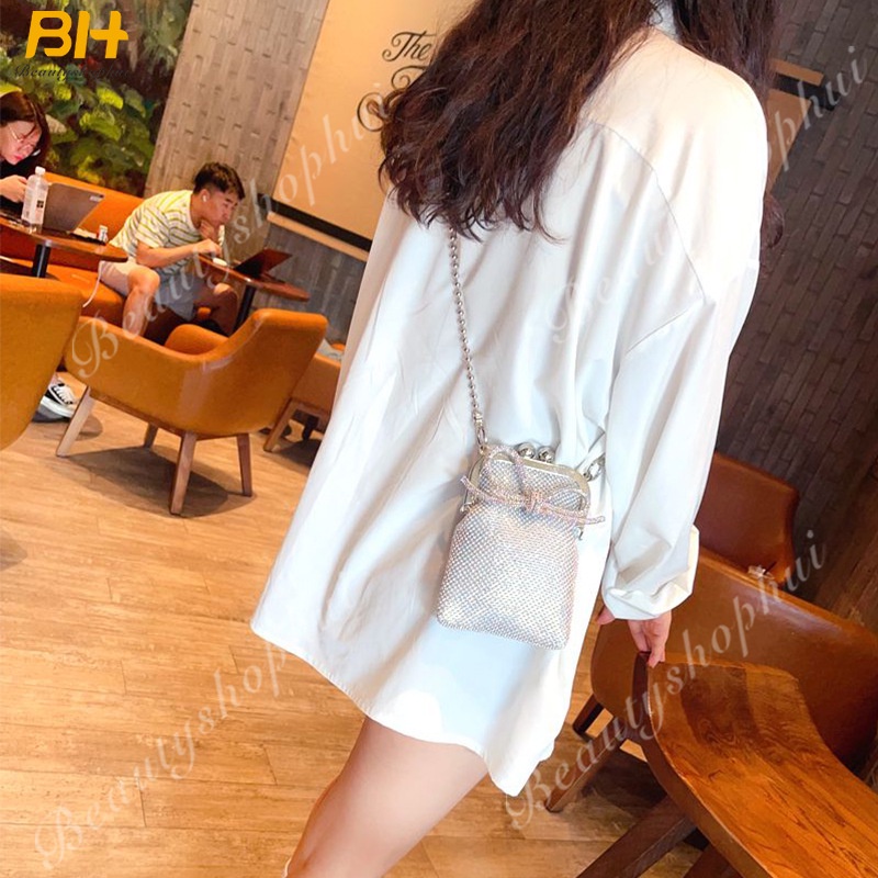 Túi Đeo Chéo Mini Đính Đá Thời Trang Mới 2022 Cho Nữ