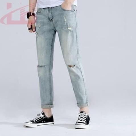 Quần jean nam co giãn rách gối cao cấp QJ1991, phom quần Skinny Fit jean, LB1990 Store  ྆