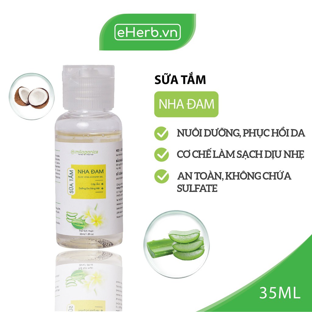 Sữa Tắm Nha Đam Làm Sạch Dịu Nhẹ, Nuôi Dưỡng Phục Hồi Da Từ Nha Đam Tươi MILAGANICS 35ml (Chai)