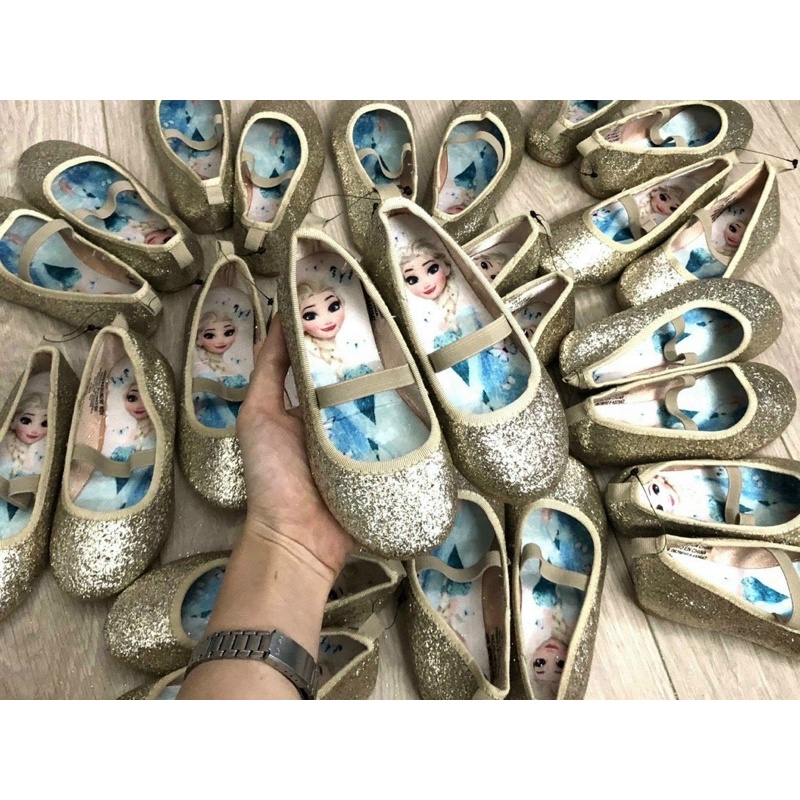 Giầy búp bê nhũ vàng el.sa cho bé gái size chân từ 14-20,6cm