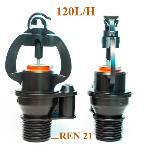 Béc Tưới Cây Phun Mưa Xoay 360 độ Tưới Cây Có Điều Chỉnh Bán Kính Tưới - Đuôi Ren 21mm X9000 - BH 1 năm