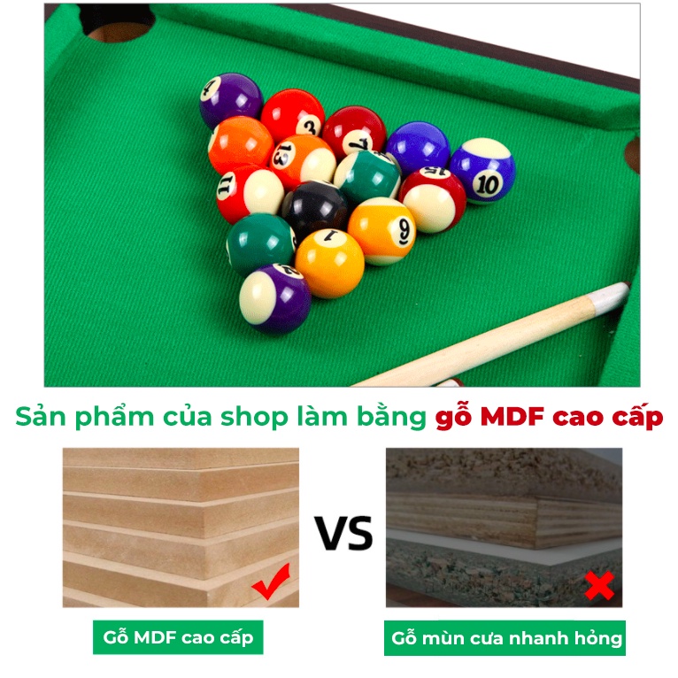 Bàn bida mini nhiều kích cỡ nâng cấp mặt nỉ bàn bia lỗ Gỗ MDF cao cấp, Đồ Chơi vận động Cho Trẻ Em, Gia Đình