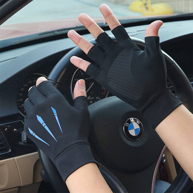 Găng tay chống nắng hở ngón vải lụa mát thoáng khí thời trang xuân hè cho nam và nữ