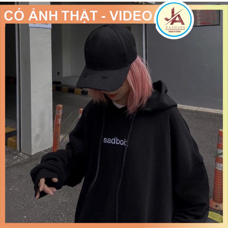 Áo Hoodie Sadboiz Signature chất nỉ bông dày , mũ 2 lớp  form rộng 40-80kg) JASHOP