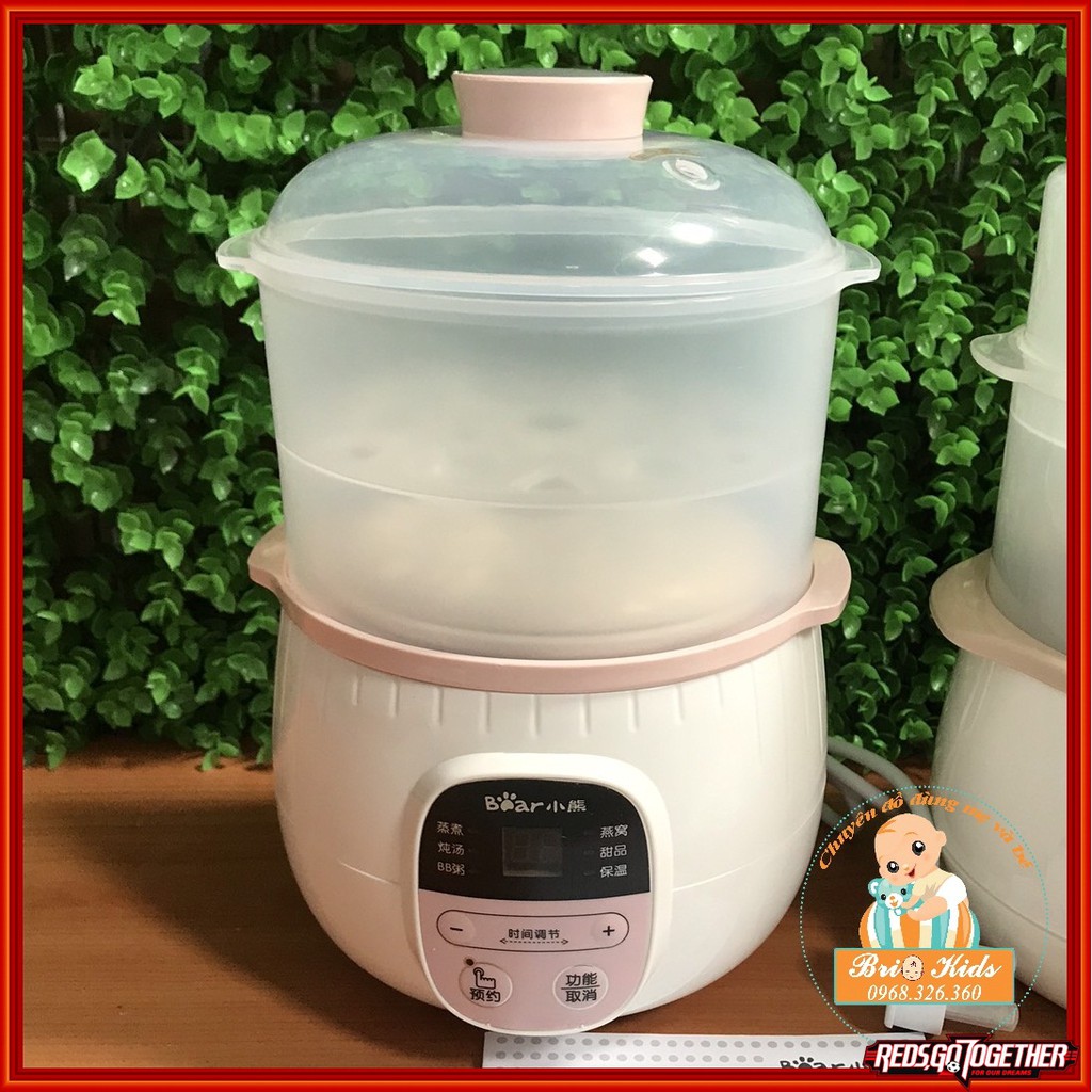 [Quốc tế] Nồi Bear 0,8L vừa nấu cháo vừa hấp rau củ cho bé