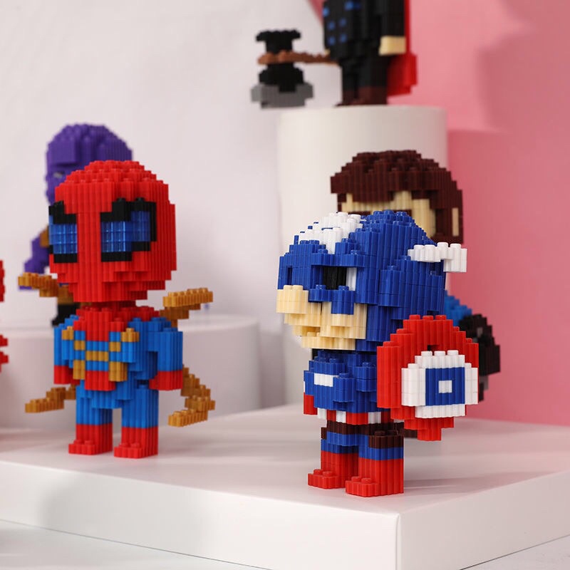 Sẵn Lego tự lắp ráp mô hình biệt đội siêu anh hùng Caption American Iron Man Bat man Spider man Hulk Thonas