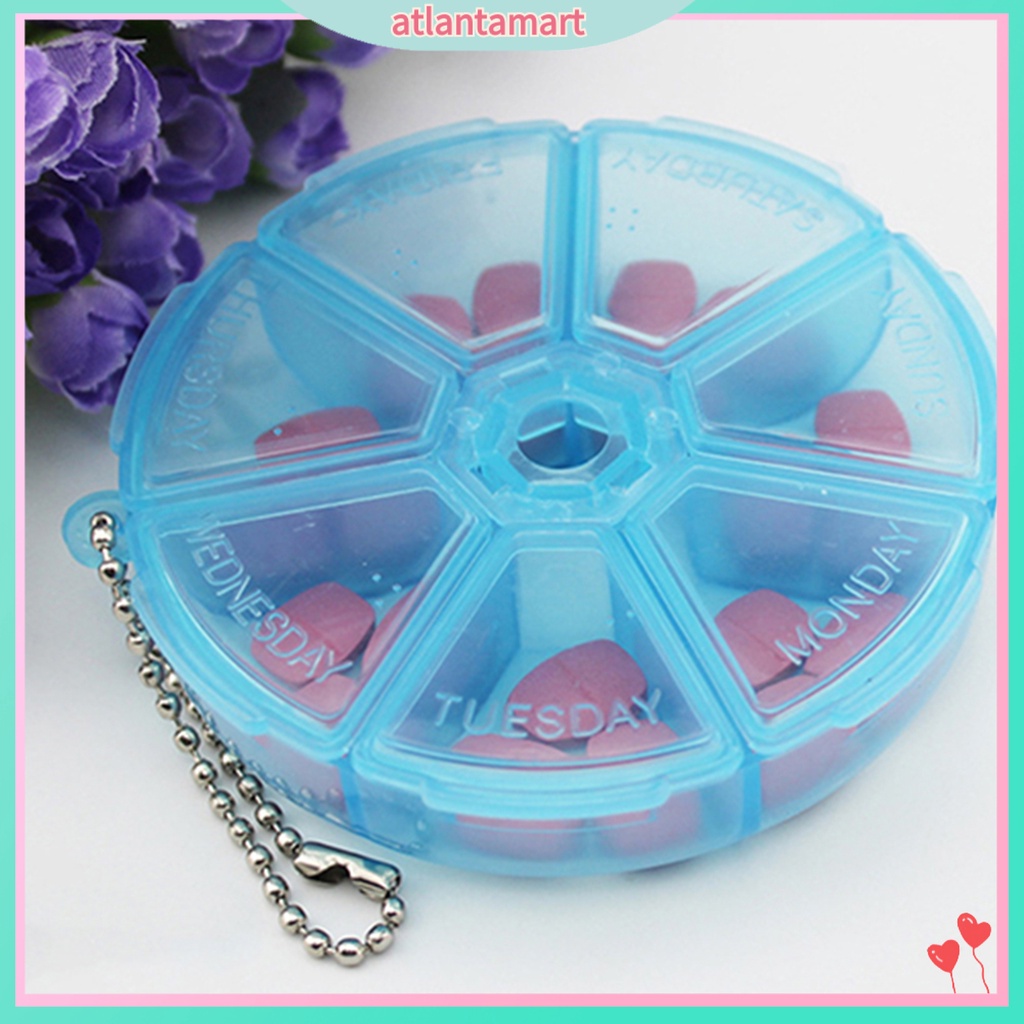 [Hàng mới về] Hộp đựng thuốc hình tròn bằng nhựa 7 ngăn tiện dụng