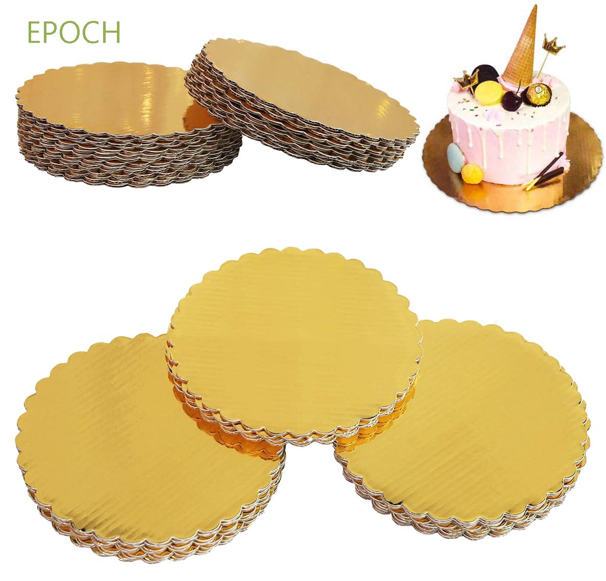 EPOCH 10Pcs Cake Board Decorative Baking Tray Cakeboard Base Disposable Coated Circle Cupcake Round Dessert Cake Plate