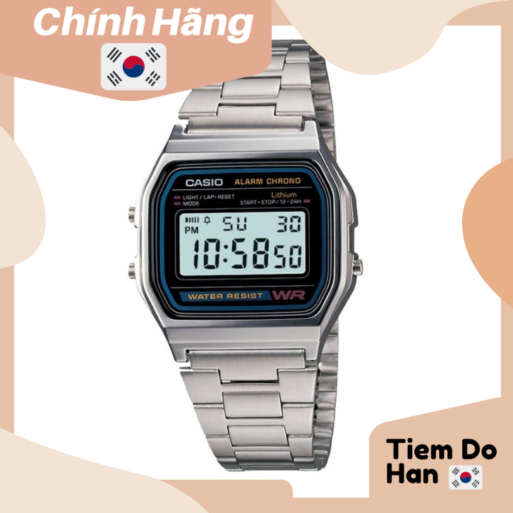 Đồng hồ nam CASIO A158WA-1DF dây kim loại bill hàn