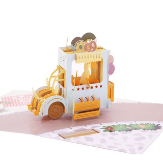 Thiệp nổi 3d Xe Gấu Bông, thiệp pop up, thiệp chúc mừng - Paper Art Gift - PNP177