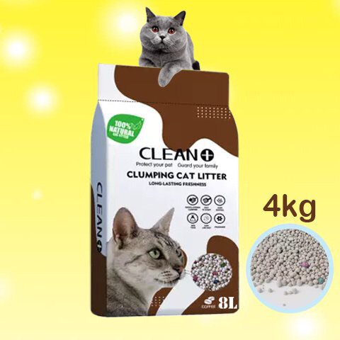 Cát vệ sinh CLEAN+ ít bụi - Túi 8L ( 4kg ) cho mèo - Cát vệ sinh cho mèo