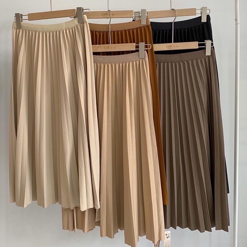 Chân váy xếp ly vải dày dặn dáng dài hàng chuẩn quảng châu mã CVD04 | BigBuy360 - bigbuy360.vn