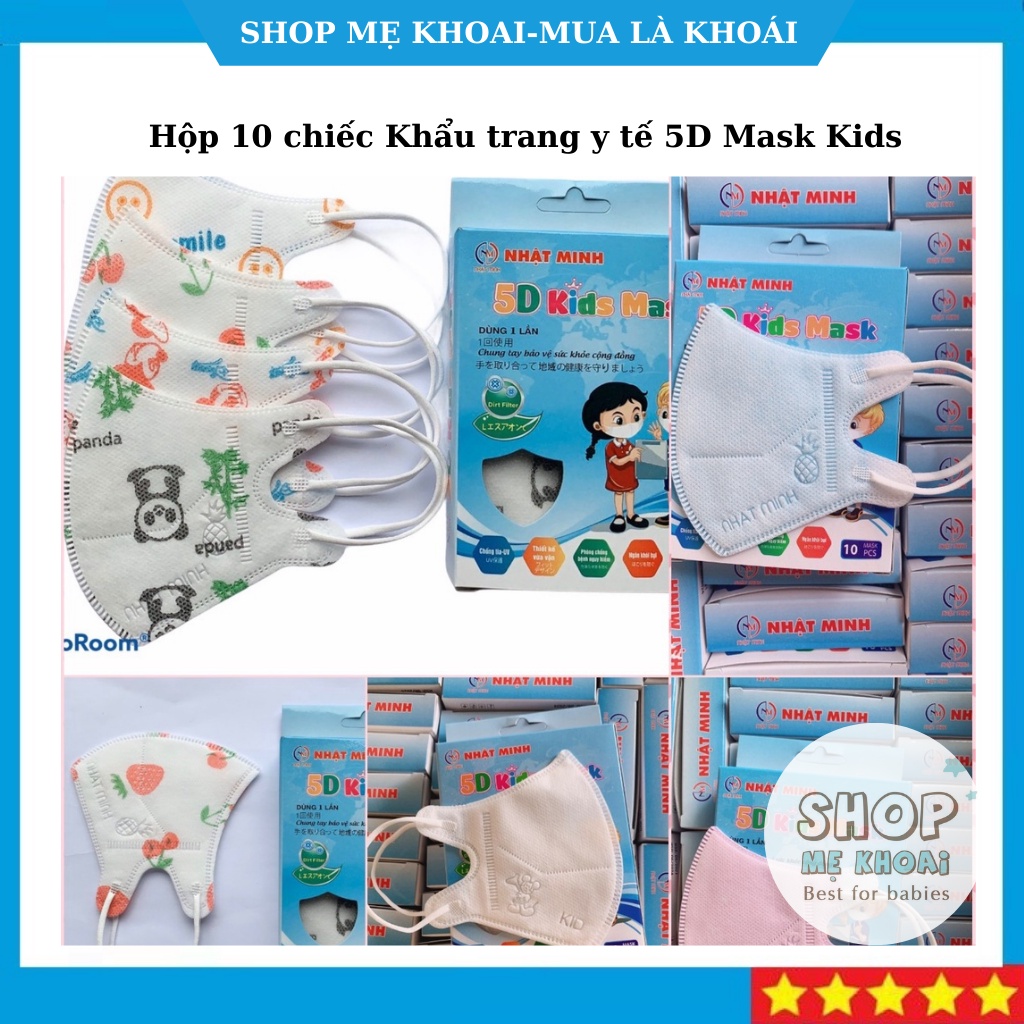 Khẩu trang y tế, khẩu trang trẻ em 4 lớp 5D Mask Kids cho bé từ 1 tới 5 tuổi - shop Mẹ Khoai