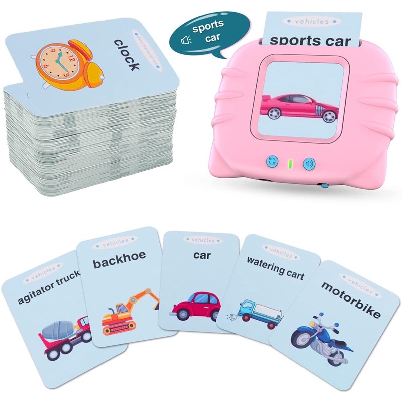 Máy Đọc Thẻ Từ Vựng Flashcard Tiếng Anh Cho Bé- 112 thẻ 224 từ vựng- Sạc cổng USB không sóng điện từ