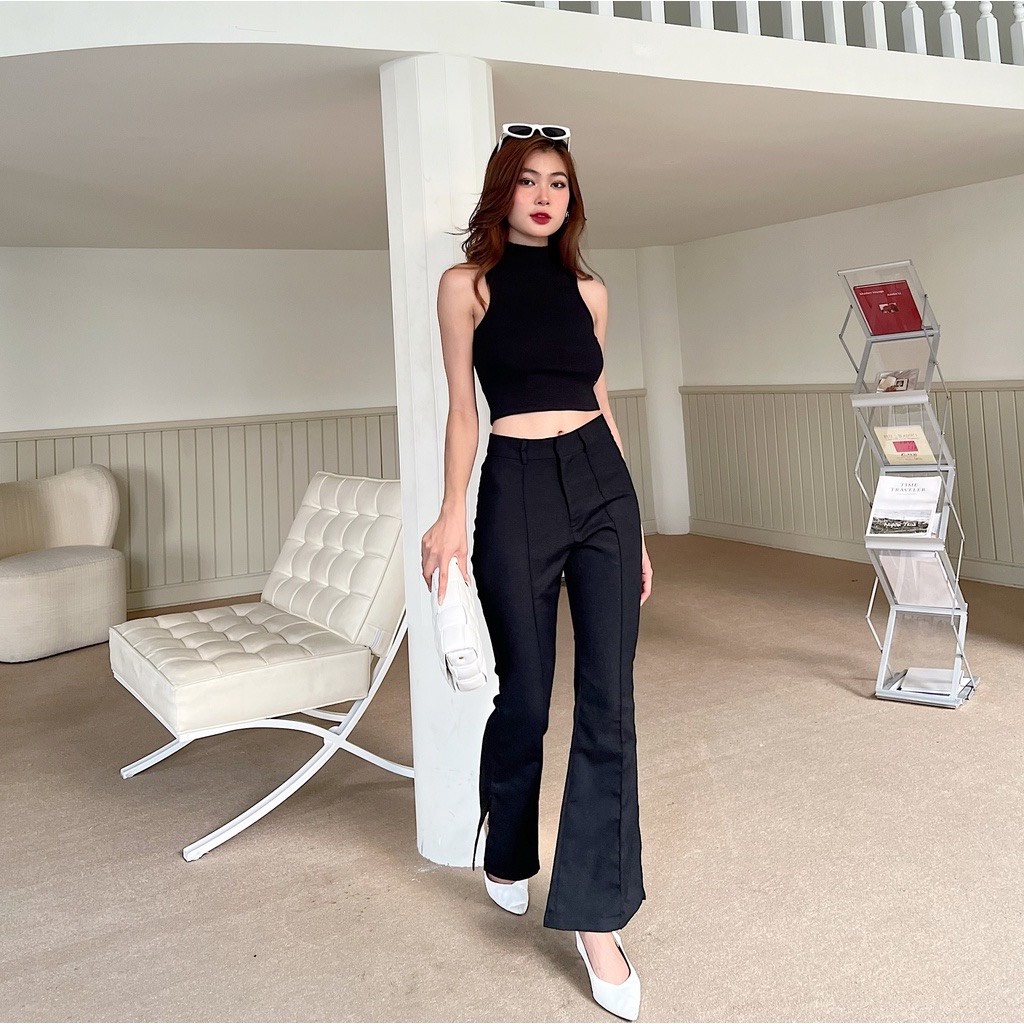 Áo croptop nữ FM Style cổ cao sát nách không tay chất thun gân mềm mịn cao cấp, áo kiểu basic 220409022