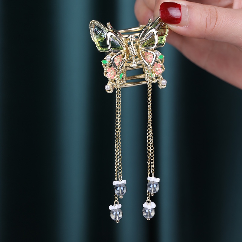 Kẹp Tóc Hình Nơ Tua Rua Bằng Kim Loại Tinh Tế Chất Lượng Cao