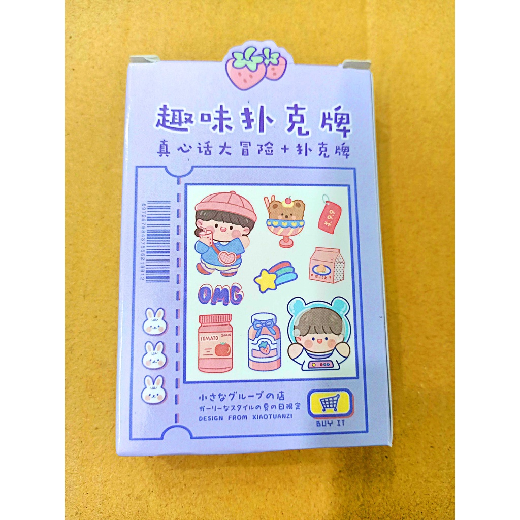 Bộ bài tây, tú lơ khơ họa tiết dễ thương poker 52 lá in hình cute ngộ nghĩnh, hoạt hình siêu đáng yêu