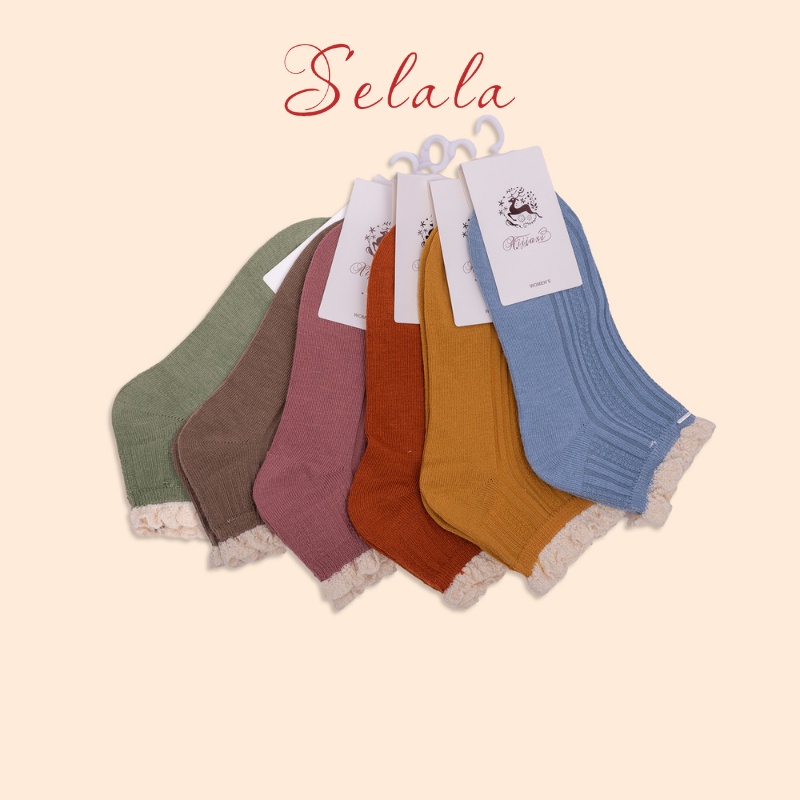 Tất Nữ Selala Gân Tăm Cổ Bèo Vintage Mềm Mịn TC09
