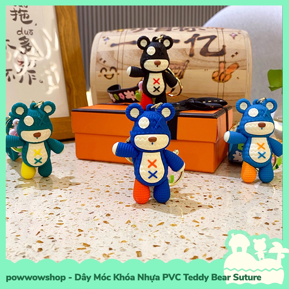 [Sẵn VN - Hỏa Tốc] Dây Móc Khóa Nhựa PVC Mẫu Teddy Bear Suture