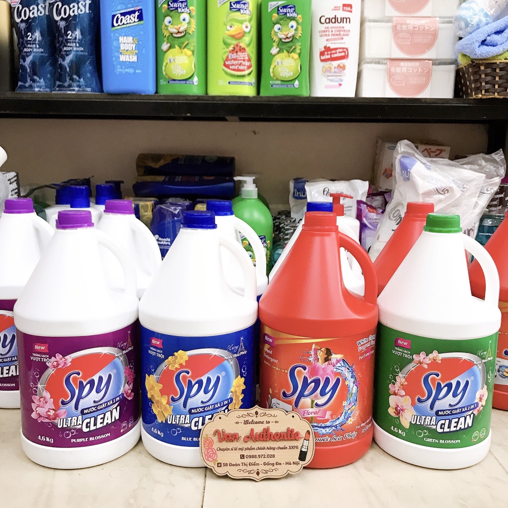 Nước Giặt Xả Spy 4500ml Hương Hoa Pháp Can Tím. Đỏ, xanh , đen