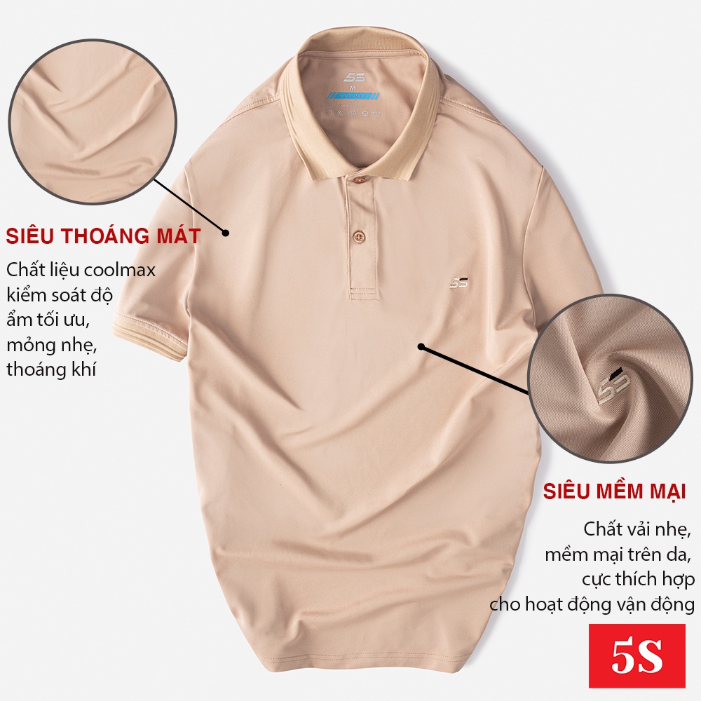 Áo Thun Nam Trơn AMES Có Cổ 5S ( 5 màu), Phối Thêu Logo, Chất Liệu Mềm Mát, Bền Màu (APC22311-03)