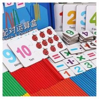 [ SỈ ] Đồ chơi Bộ thẻ ghép số kèm que tính- học toán thông minh giúp tập đếm&amp; tính- cho bé 3- 6 t(Toán Hươu)