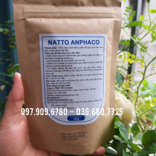 Bột Natto Anphaco⚡ANOLYTE⚡Bột đậu nành hữu cơ lên men - Gói100gr