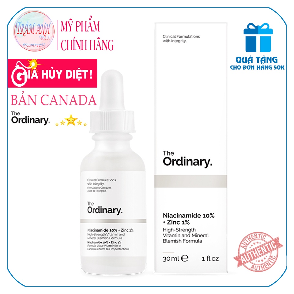 Tinh chất Niacinamide 10% + Zinc 1% - The Ordinary ( Bill Mỹ )