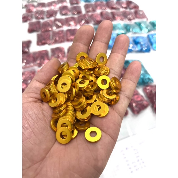 Long đền lốc máy 6li nhôm màu vàng