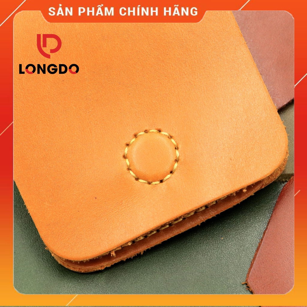 Ví Sen 3 Cao Cấp - Cam Kết 100% Da Bò Thật - Ví Da Mini Màu Vàng Bò Hàng Chính Hãng Thương Hiệu Longdo Leather