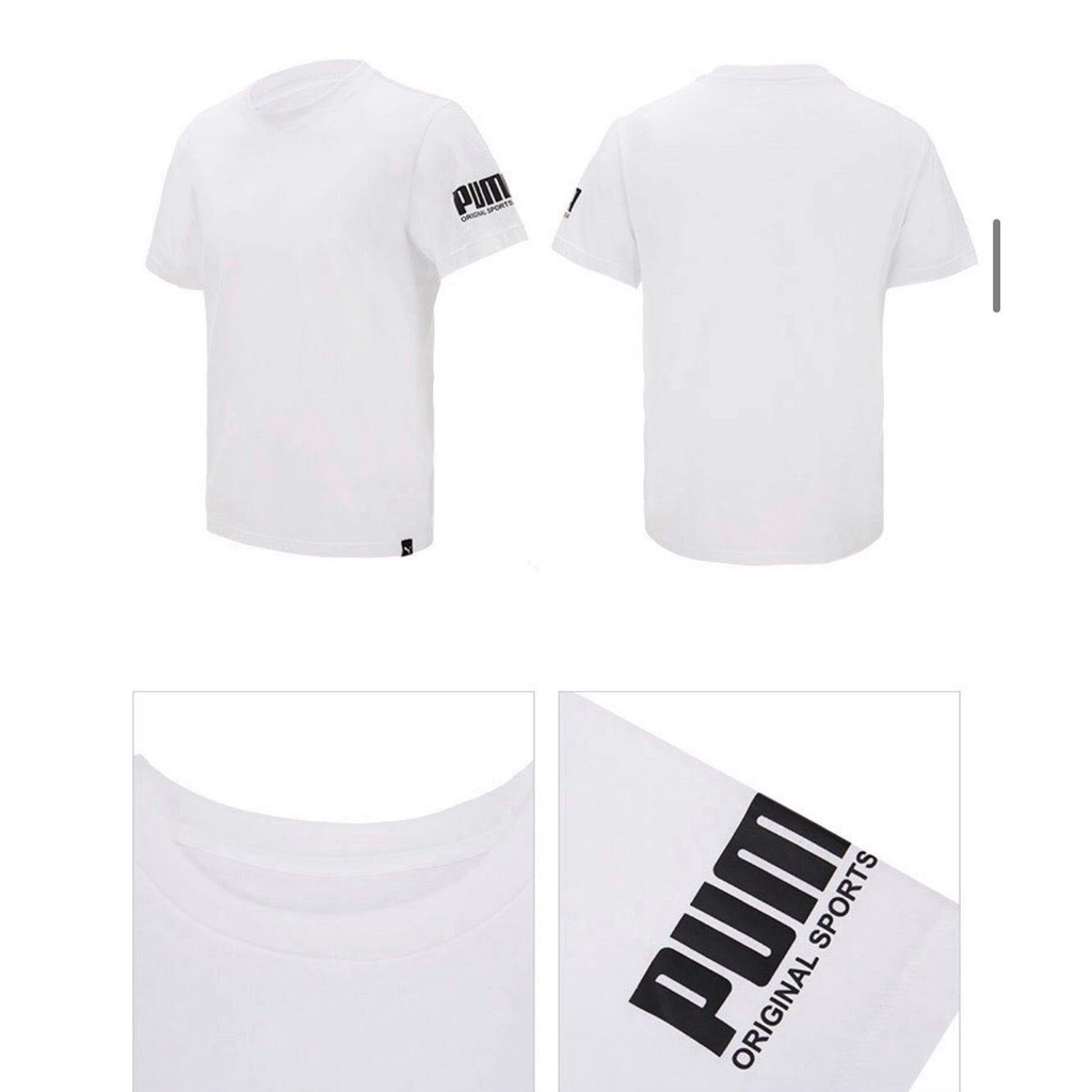 Áo thun tay ngắn cổ tròn in logo tay P.u.m.a