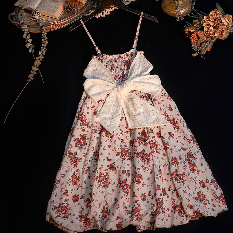 Đầm Hai Dây Họa Tiết Hoa Thời Trang Hàn Quốc Sành Điệu Cho Nữ