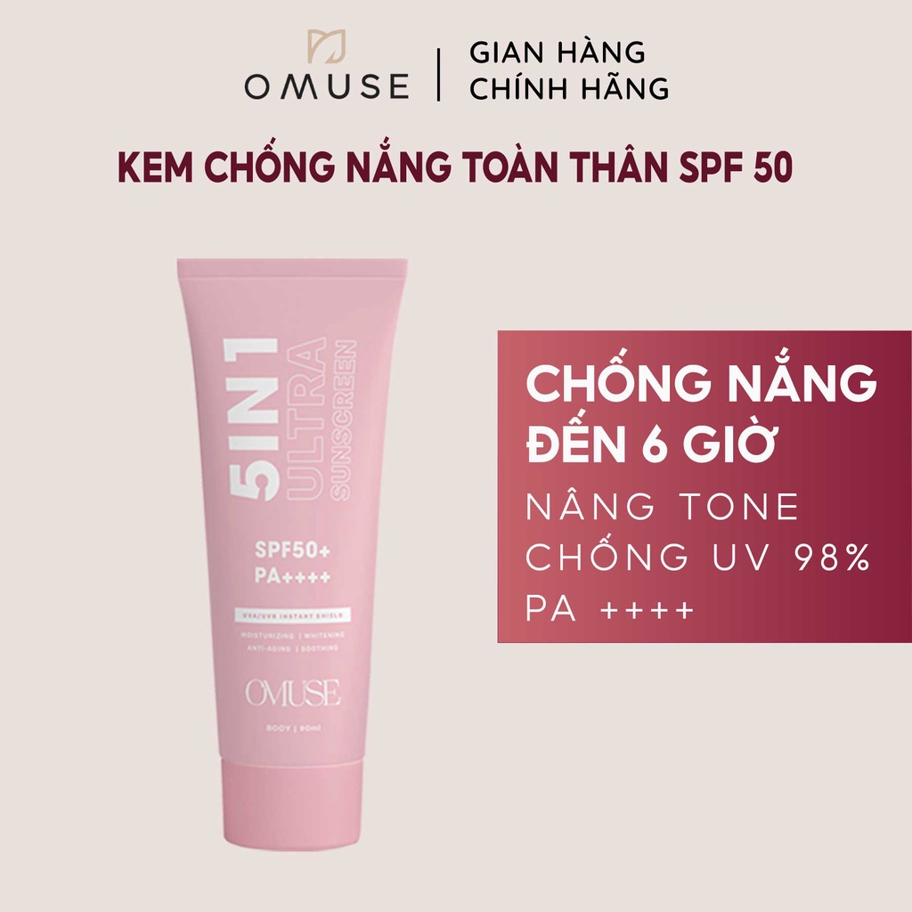 Kem chống nắng Body nâng tông OMUSE Ultra Sunscreen 5 IN 1 Body SPF 50 PA++++ 80ml