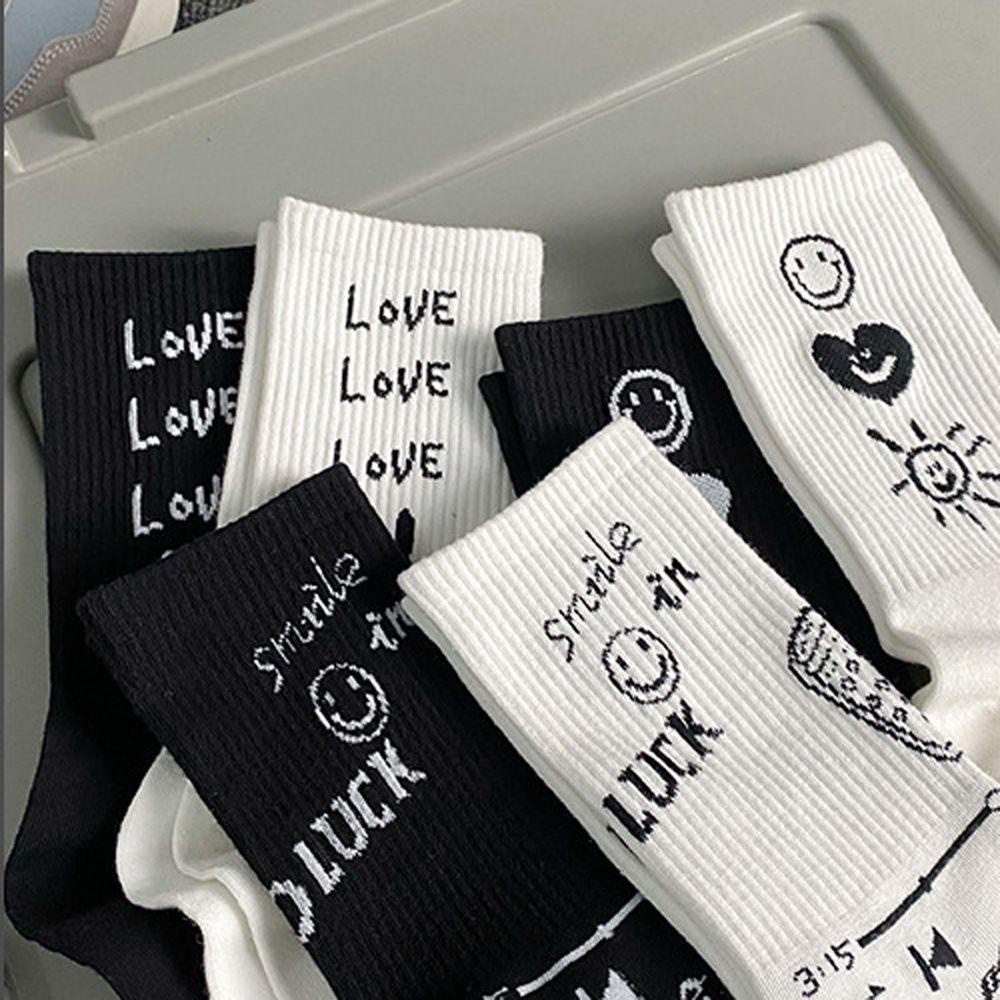 SOMEDAYZL Tất In HìNh MặT CườI Dễ Thương Cho CặP Đôi