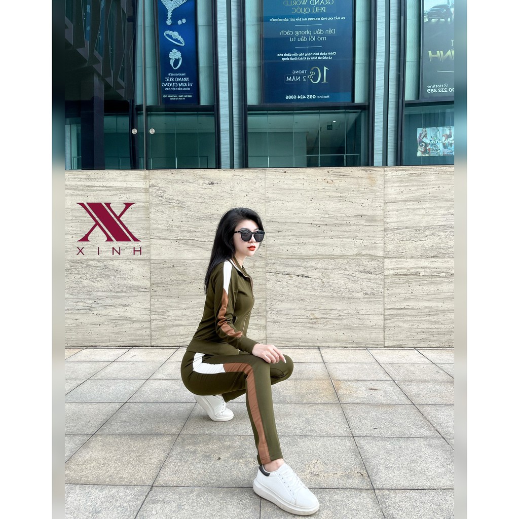 Bộ thể thao kéo séc cotton da cá Xinh Fashion Home Wear X495