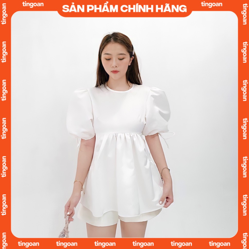 Áo babydoll tafta khoét lưng trắng tingoan CELINIE BLOUSE/WH