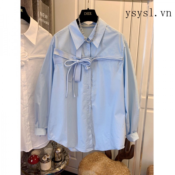 Áo Sơ Mi Cotton Trơn Tay Dài Dáng Rộng Cài Nút Phong Cách Trung Hoa 2022 Cho Nữ