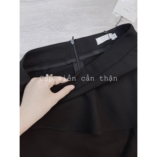 Chân váy công sở (có bigsize) midi bút chì cách điệu vạt bèo huyen hip | BigBuy360 - bigbuy360.vn