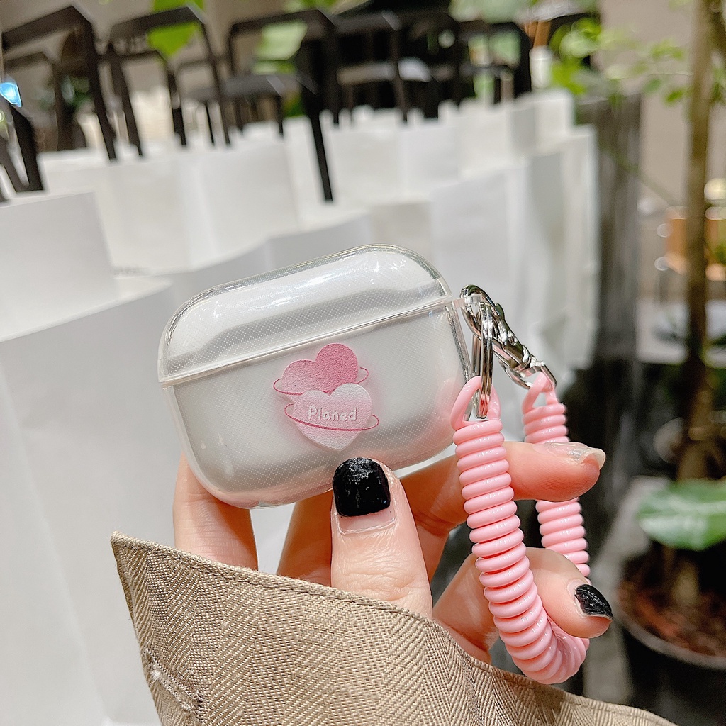 Vỏ Bảo Vệ Hộp Sạc Tai Nghe Bluetooth Không Dây airpods 2/3 Trong Suốt Hình Hai Trái Tim Dễ Thương