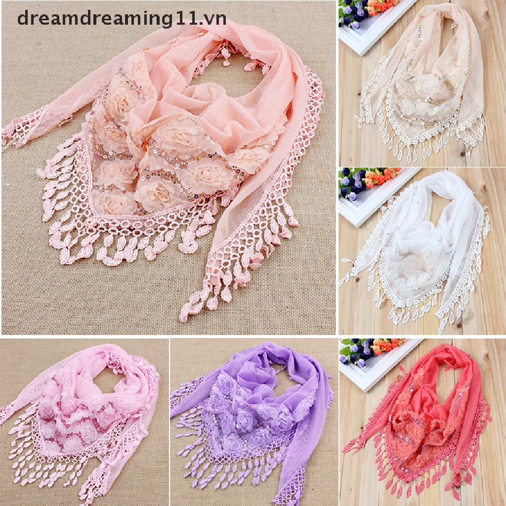 /5047vn11/ Khăn choàng cổ thêu họa tiết bằng lụa phối tua rua cho nữ
 | BigBuy360 - bigbuy360.vn