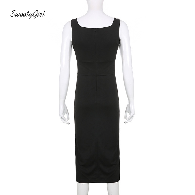 Đầm Maxi Không Tay Cổ Vuông Màu Trơn Thời Trang 2022 Quyến Rũ Cho Nữ