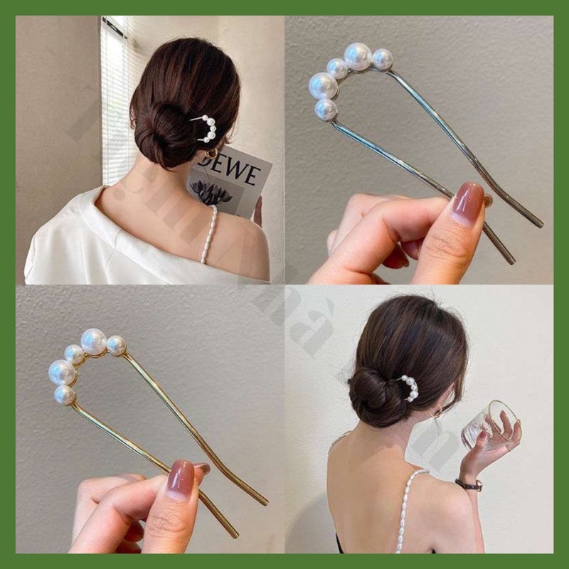 Trâm cài tóc chữ U đính hạt trai xinh xắn hot trend